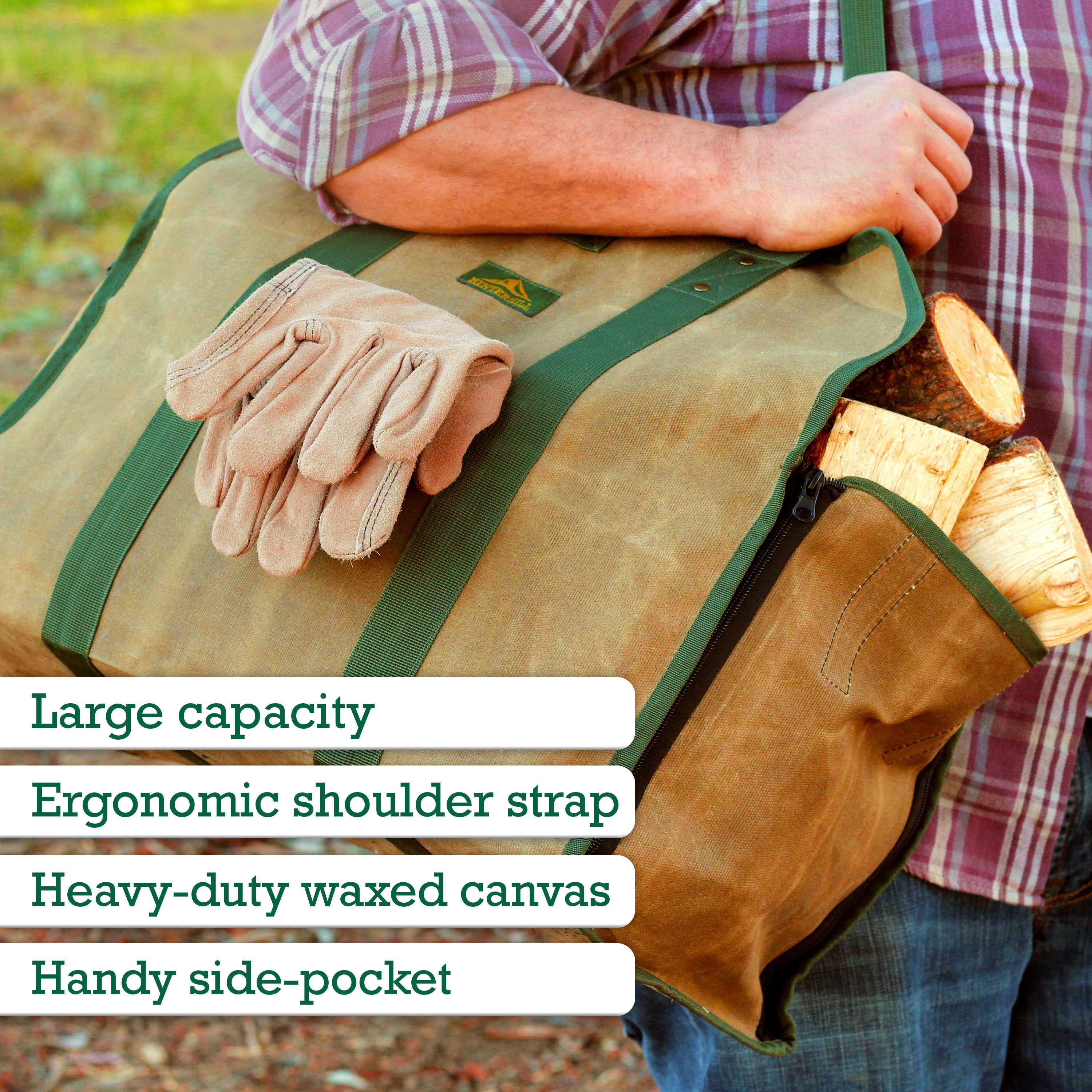 Waxed canvas best sale firewood carrier